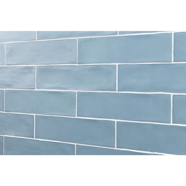 Brighton Blue Matt Ceramic Wall & floor Tile, Pack of 7, (L)450mm