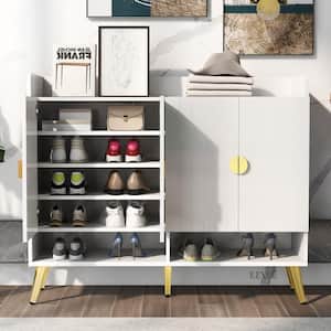39.4 in. H x 47.2 in. W White PVC Surface Shoe Storage Cabinet with Adjustable Shelves