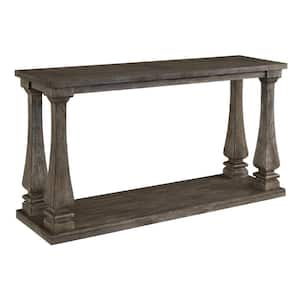 18 in. Brown Rectangle Wooden Console Table with Square Baluster Legs