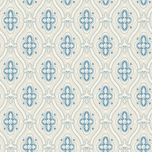 Belmont, Pigkammaren Blue Ogee Paper Non-Pasted Wallpaper Roll (covers 57.8 sq. ft.)