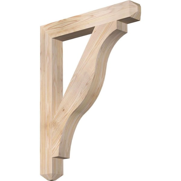 Ekena Millwork 3.5 in. x 34 in. x 26 in. Douglas Fir Funston Craftsman Smooth Bracket