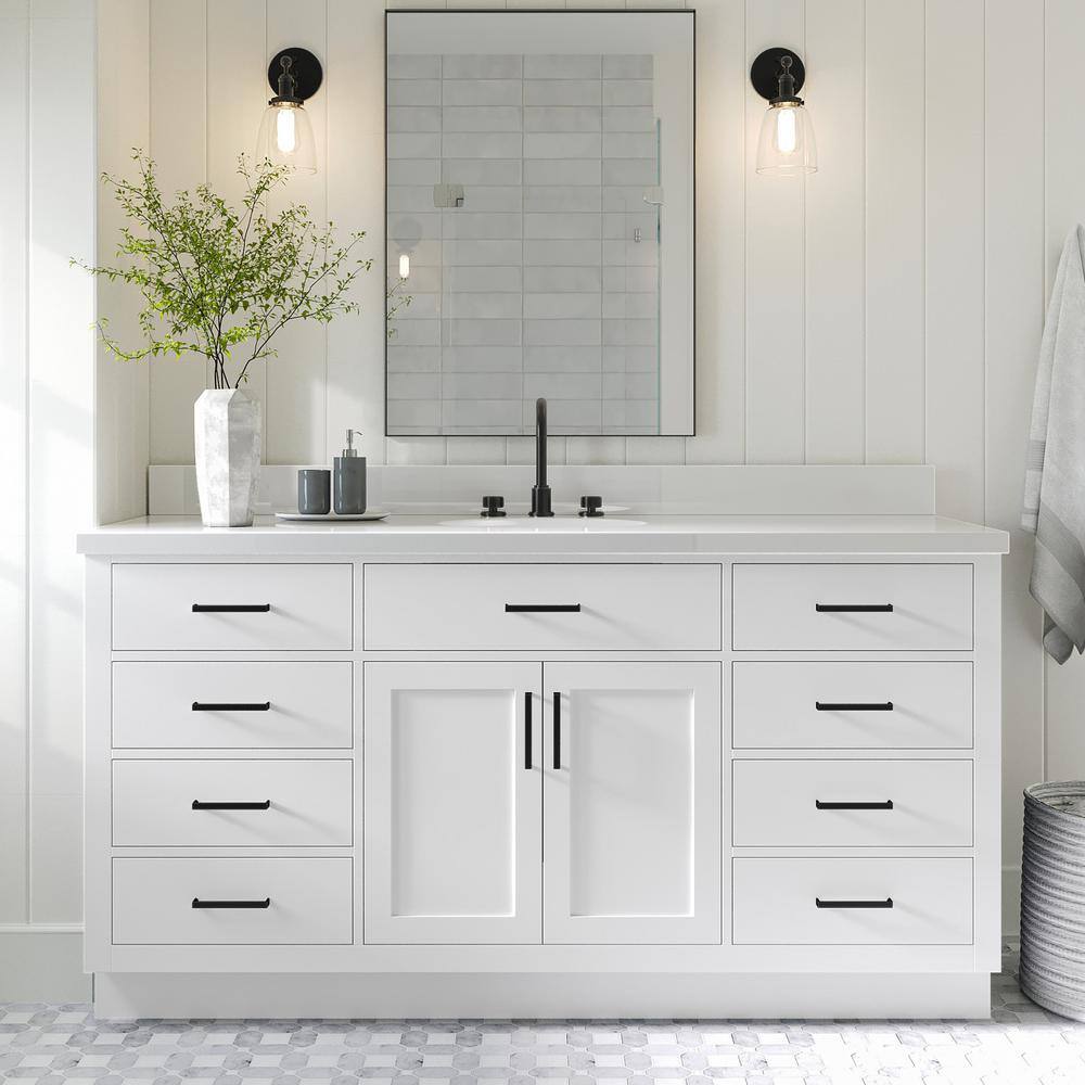 Hepburn 66" White Hardwood Single Bathroom Vanity Base