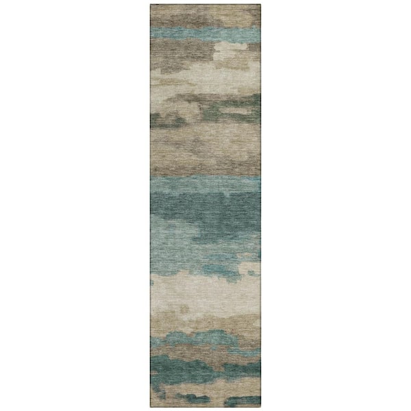 Chantille Machine Washable Indoor/Outdoor Abstract ACN2870 Teal 2 ft. x 7 ft. Runner Rug