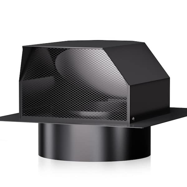 6 in. Black Heavy-Duty Steel Static Roof Vent, Roof Exhaust Vent for Ventilation System-with Damper, Houses Watertight