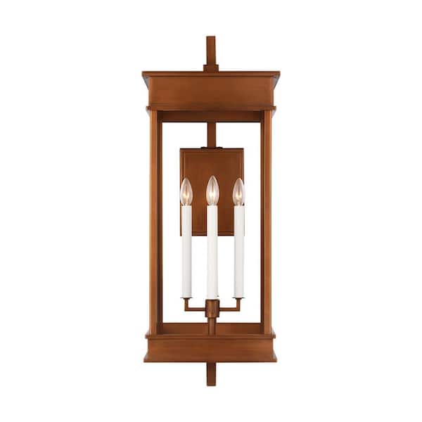 Cupertino 35.125 in. H Natural Copper Outdoor Hardwired Extra Large Bracket Wall Lantern Sconce with No Bulbs Included