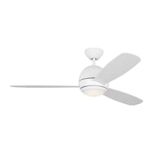 Orbis 52 in. Modern Indoor/Outdoor Matte White Ceiling Fan with White Blades and Integrated LED Light Kit