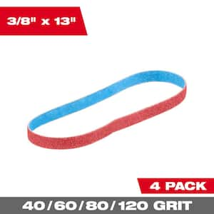 3/8 in. x 13 in. 40,60,80,120 Grit Variety Bandfile Belts (4 Pack)