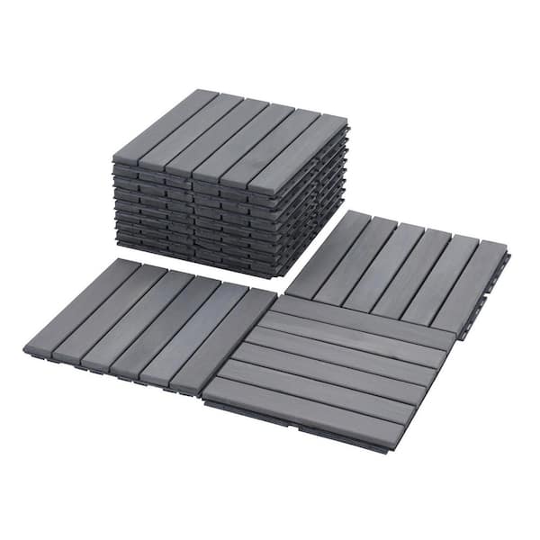 Siavonce 12 in. x 12 in. Wood Premium Interlocking Deck Tiles,Mold