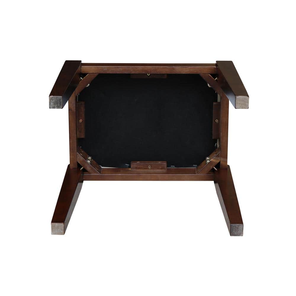 Espresso Brown Solid Wood Upholstered Vanity Bench