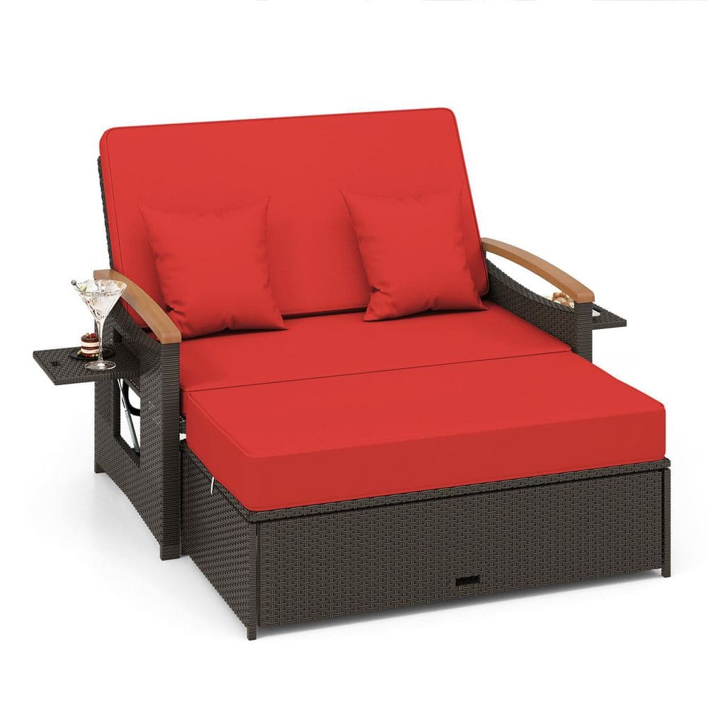 Wicker Outdoor Day Bed with Red Cushions price history on PriceWatchPro