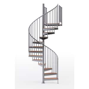 Condor Gray Interior 60in Diameter, Fits Height 127.5in - 142.5in, 2 36in Tall Platform Rails Spiral Staircase Kit