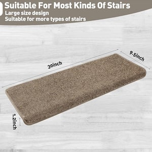 Camel Brown 9.5 in. x 30 in. x 1.2 in. Bullnose Polypropylene Indoor Non-slip Carpet Stair Tread Cover (Set of 14)