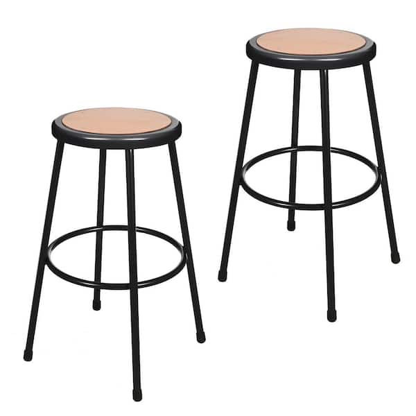 HAMPDEN FURNISHINGS Flynn 30 in. Masonite Wood Black Metal Frame Stool (2-Pack)
