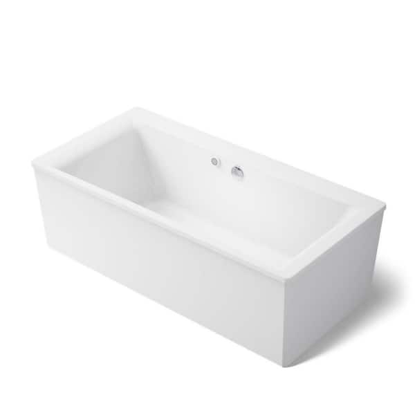 Stargaze 72 in. x 36 in. Soaking Bathtub with Center Drain in White, Bask Straight
