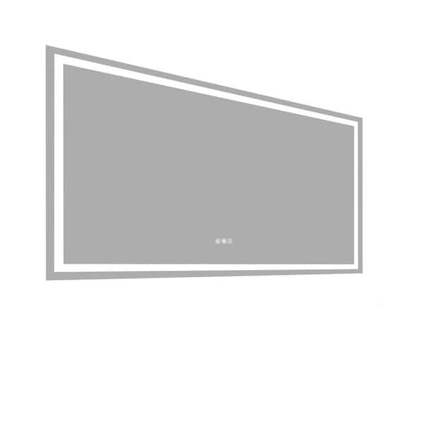 Unbranded Transparent 72 in. W x 36 in. LED Modern Rectangular Wall Mirror for Home, Living Room, Bedroom, Entryway