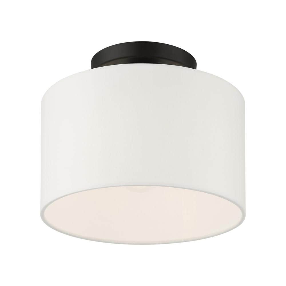 Black Nickel Glass Drum LED Indoor/Outdoor Light