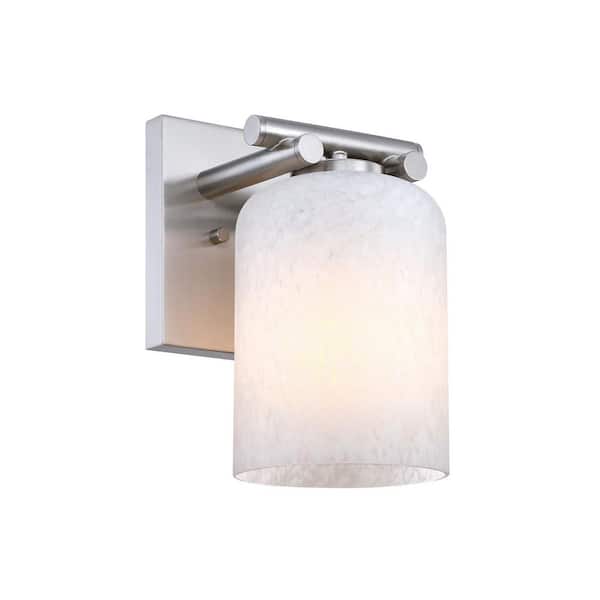 Bluestone Ridge 6 in. 1-Light Brushed Nickel Indoor Wall Sconce Light for Bathrooms