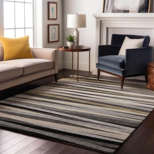 Mayfield Premium Machine Washable Abstract AMF997 Gray 9 ft. x 12 ft. Area Rug