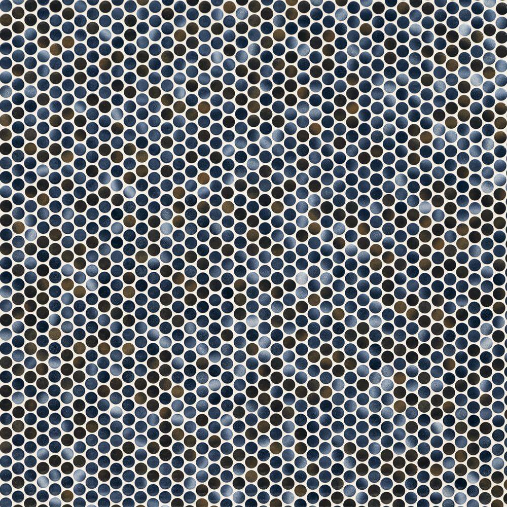 Azul Glossy Penny Round Porcelain Mosaic Tile 12" x 13"