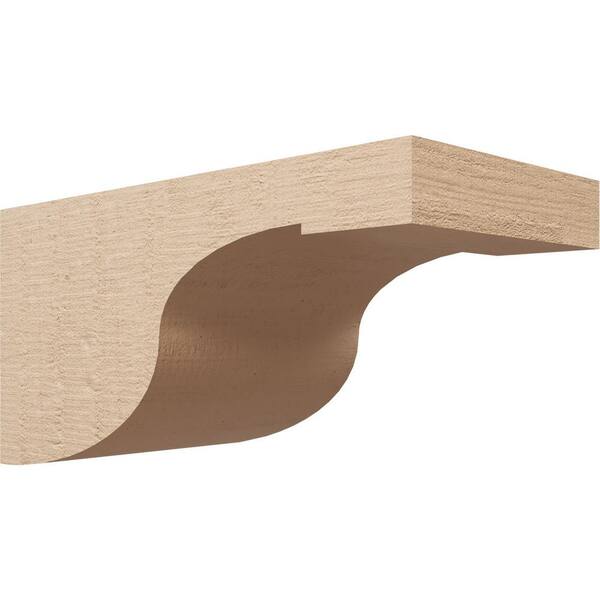 Ekena Millwork 12 in. x 12 in. x 24 in. Wide Del Monte Rough Cedar Woodgrain TimberThane Corbel, Primed Tan