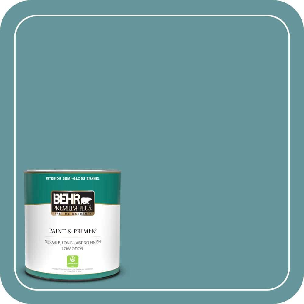 1 qt. #MQ6-33 Vintage Teal Semi-Gloss Enamel Low Odor Interior Paint & Primer product image for price tracking
