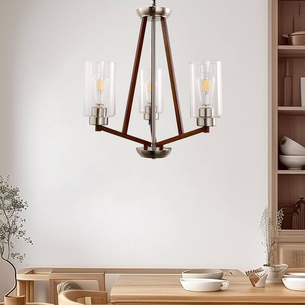 shinshin room❤️　1226 YANSUN 3-Light Brown and Brushed Nickel Chandelier with E26