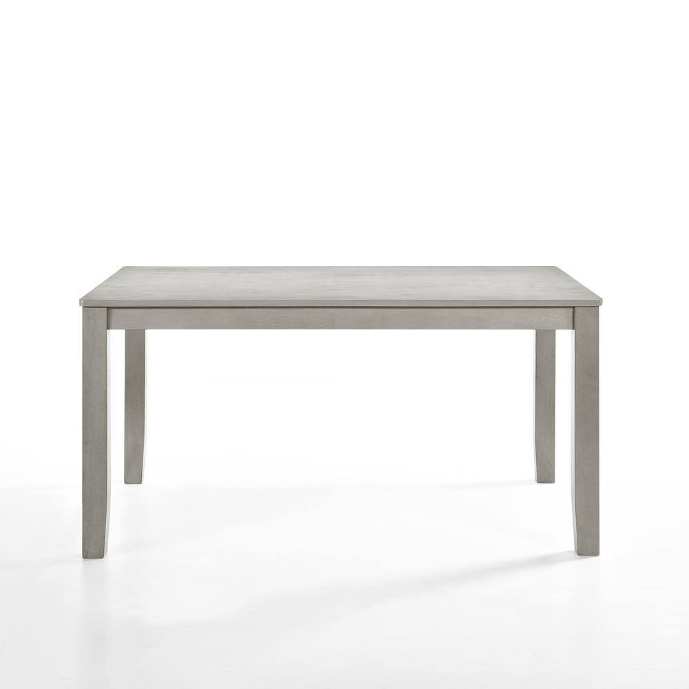 Gray Rubberwood Six-Seater Rectangular Dining Table