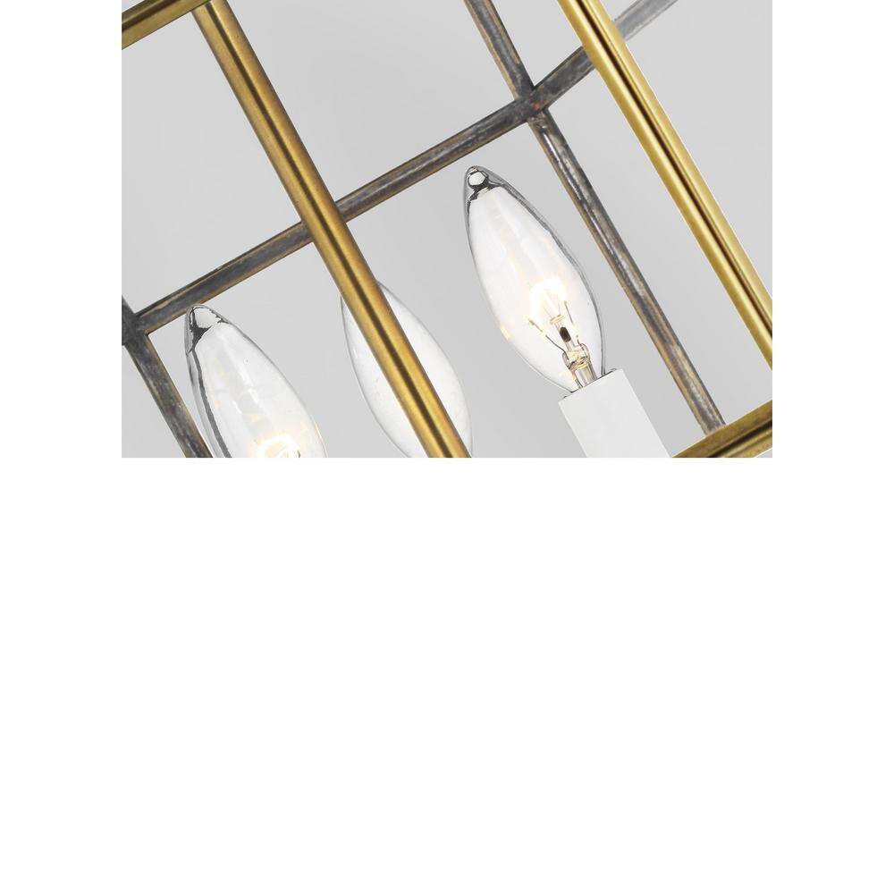 Satin Brass Geometric Pendant with Clear Glass Shade