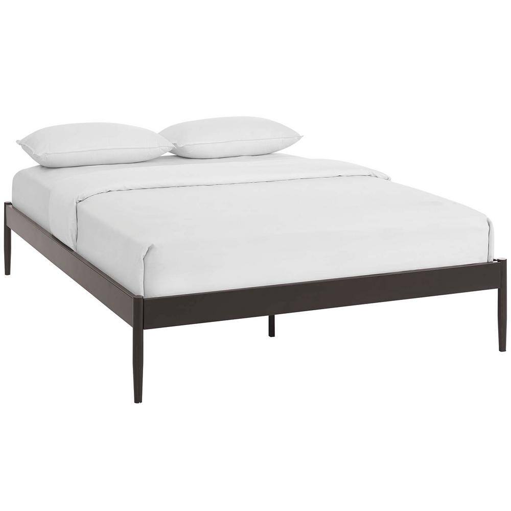 Elsie King-Sized Brown Metal Frame Bed with Upholstered Slats