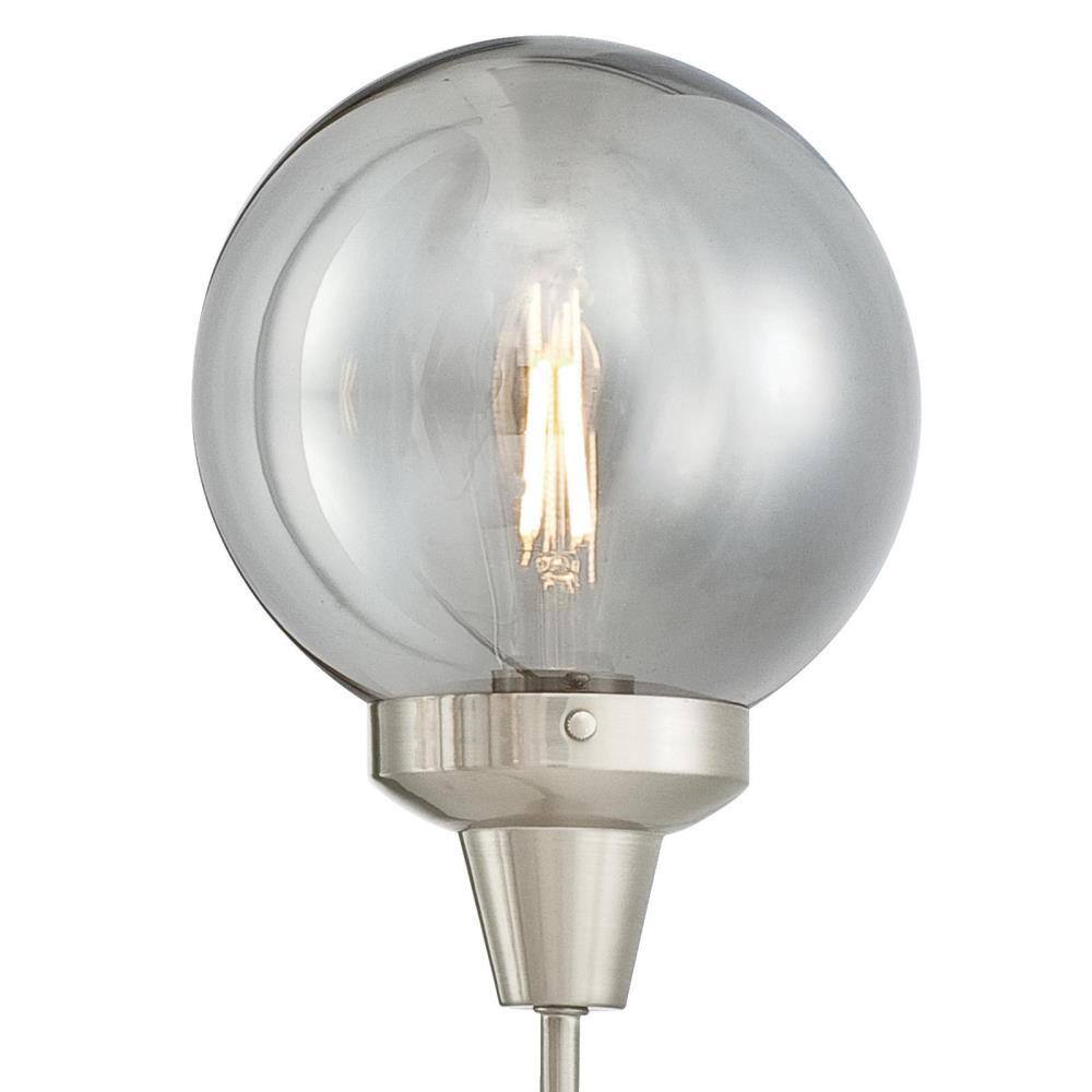 Elegant 6-Light Brushed Nickel Chandelier with Smoke Grey Glass Globes