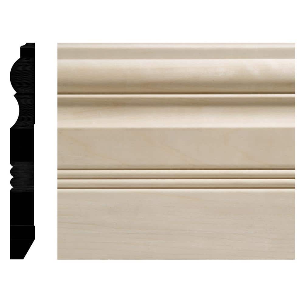 8-Foot Unfinished White Hardwood Traditional Baseboard Moulding