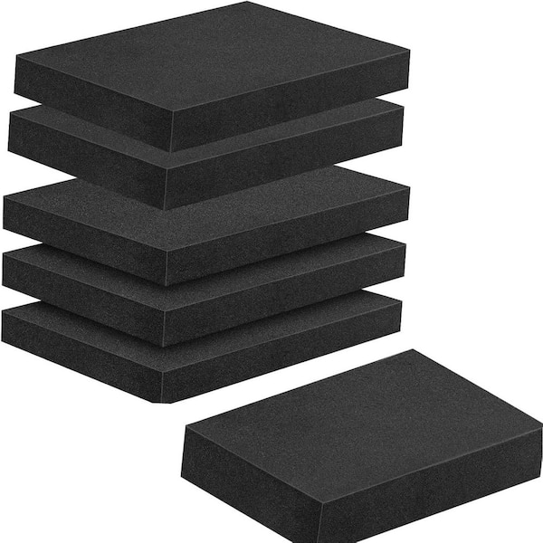Unbranded 5 Pcs 16 x 12 x 2 Inches Polyurethane Foam Inserts for Cases Black Craft Foam Sheets for Packing Padding
