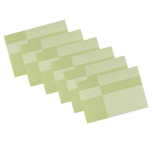 EveryTable 18 in. x 12 in. Olive & White Twill PVC Placemat (Set of 6)