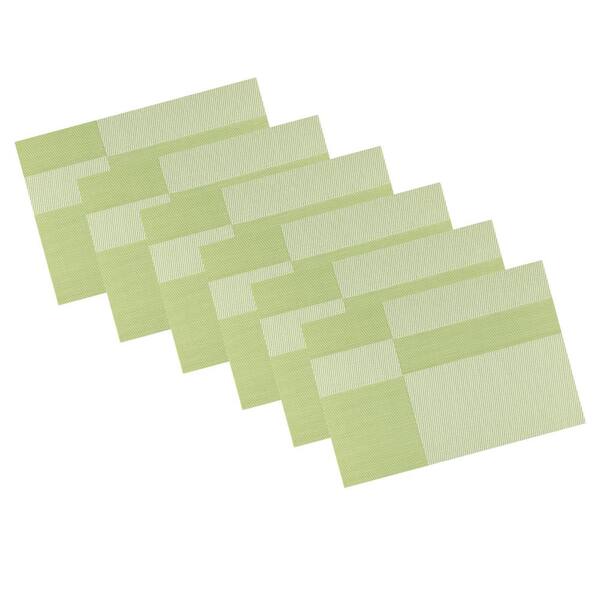 Kraftware EveryTable 18 in. x 12 in. Olive & White Twill PVC Placemat (Set of 6)