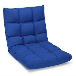 Blue Linen Adjustable Floor Chair Folding Lazy Chair