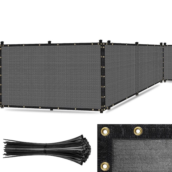 SEALTECH Ultra Heavy-Duty 200 GSM Privacy Fence Screen Grey 4 ft. x 10 ft. Non-Recycled Polyethylene 90% Cable Zip Ties