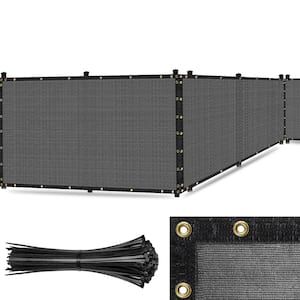 Ultra Heavy-Duty 200 GSM Privacy Fence Screen Grey 6 ft. x 100 ft. Non-Recycled Polyethylene 90% Cable Zip Ties