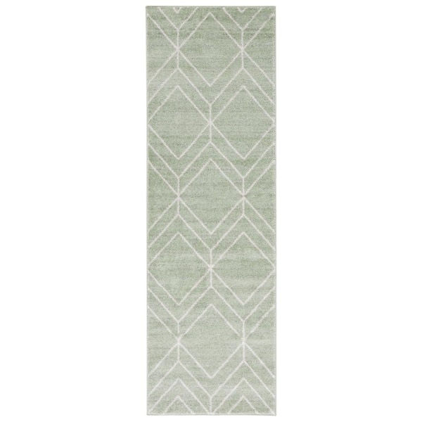 Adirondack 3 ft. x 22 ft. Sage/Ivory Diamond Runner Rug