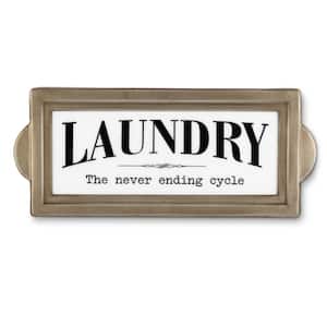 22 in. W Battery Operated Lighted Metal Laundry Wall Sign