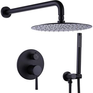 Luxury 1-Spray Patterns with 2.2 GPM 10 in. Wall Mount Dual Shower Heads with Rainfall in Matte Black