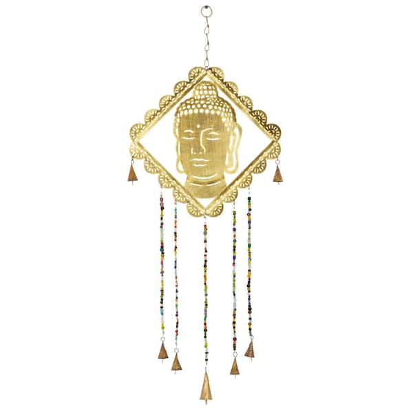 Litton Lane 30 in. Gold Metal Eclectic Windchime