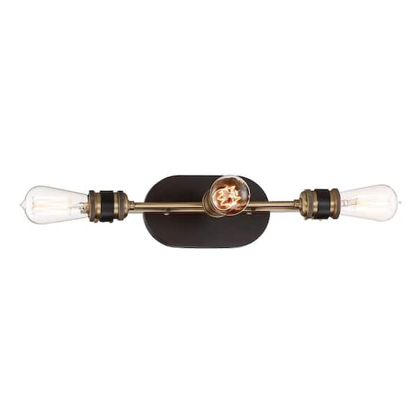 Designers Fountain Miles 24 in. 3-Light Vintage Bronze Modern Industrial Vanity Light