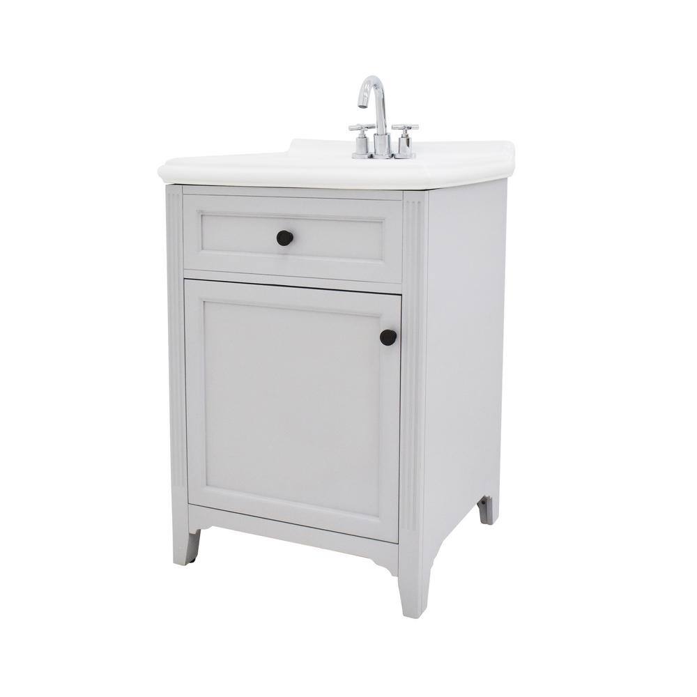 222 Fifth Hamilton 24.5 in. W Bathroom Vanity in Grey with Ceramic