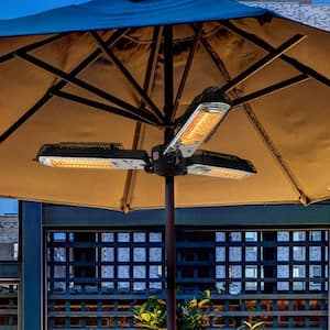 17 .7 in. Foldable Electric Patio Heater Umbrella in Black with 3 Heating Panels