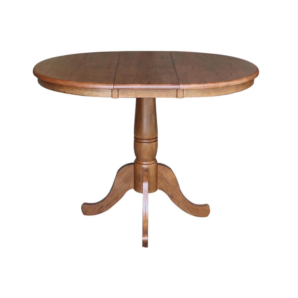 Elegant Round Oak Extendable Dining Table with Drop Leaf