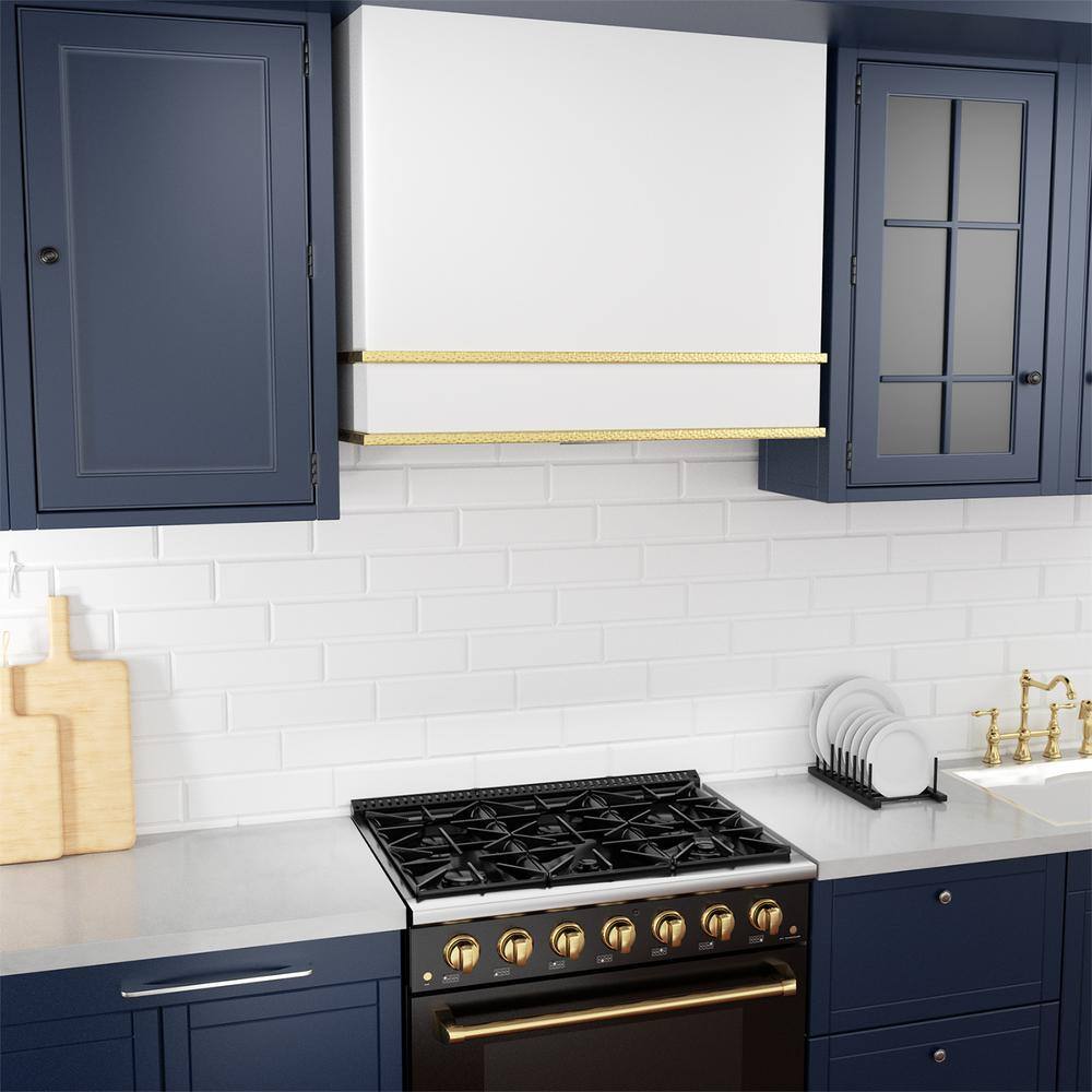 36" Black Stainless Steel Wall Mounted Range Hood with Charcoal Filter