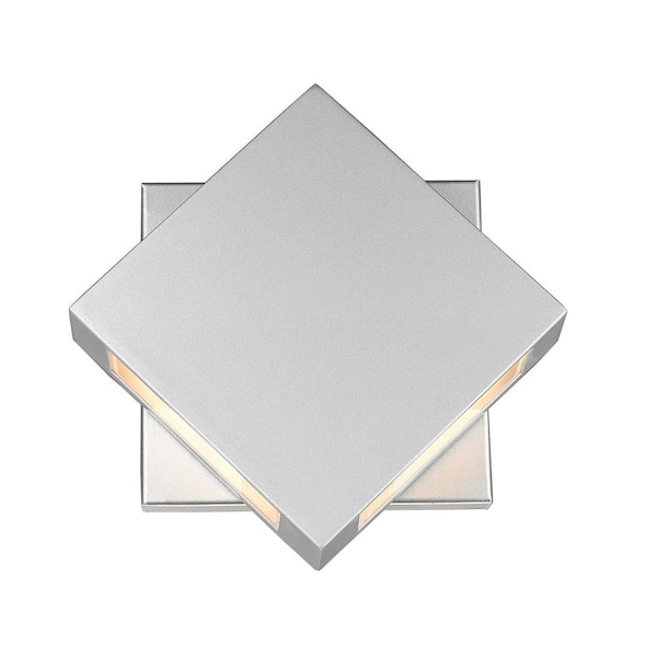 Unbranded Quadrate 9.25 in. Silver Chrome Outdoor Hardwired Lantern Wall Sconce with Integrated LED