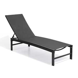 Black Aluminum Adjustable Outdoor Chaise Lounge