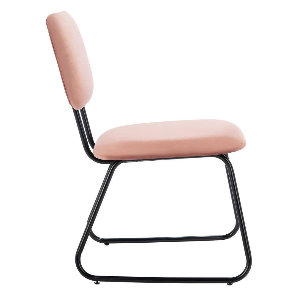 Chavelle Dusty Rose Velvet Upholstered Side Chair with Matte Black Frame