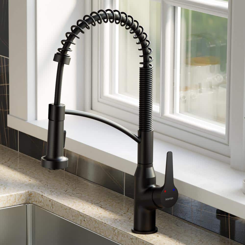 Matte Black Brass Pull-Down Sprayer Kitchen Faucet
